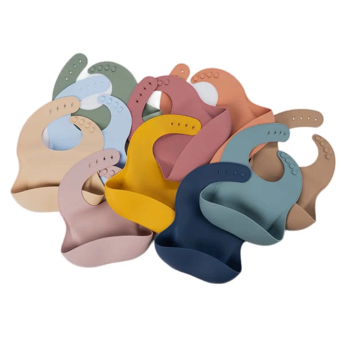 Baby Bliss Silicone Bibs - Waterproof, Adjustable Neck Band & Pouch Catcher - 2 Pack - Non-Toxic, Food-Grade Material - Easy-Clean for Toddlers & Babies - Unisex Design - Teething Friendly