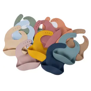 Baby Bliss Silicone Bibs - Waterproof, Adjustable Neck Band & Pouch Catcher - 2 Pack - Non-Toxic, Food-Grade Material - Easy-Clean for Toddlers & Babies - Unisex Design - Teething Friendly