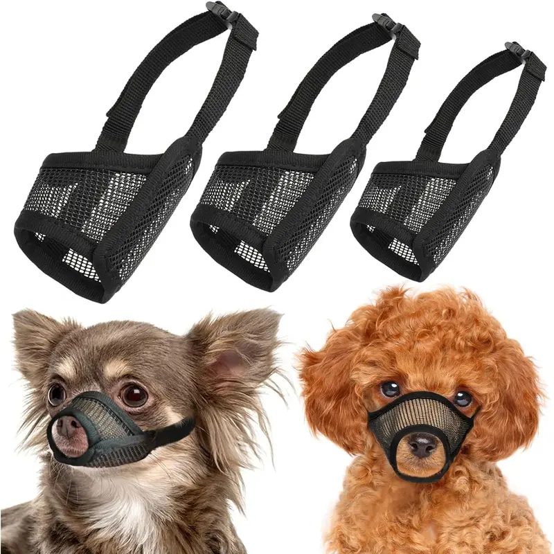 3Pcs(XS/S/M) Dog Muzzle Sets - Mesh Fabric, Buckle, Adjustable Strap, Breathable Mouth Guards for Chihuahuas, Dachshunds - Training, Walking, Grooming-Safe for Nail Care, Safety Protection (Home Improvement, Building Supplies)