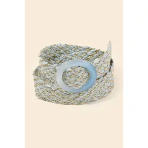 Intricate Blue Braided Hoop Buckle Belt
