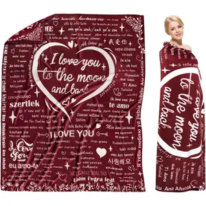 Gifts for Her Throw Blanket Valentines Day Wife Mom Gifts,100 Language I Love You Romantic Soft Blanket Gifts for Her Wife Women Girlfriend Grandma on Christmas Day Valentines Birthday 60"x70"