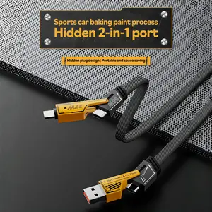 New Four-In-One USB-C Data Cable, PD 27w/65w Fast Charging & Data Sync, Braided Durable Charging Line, Type-C/USB-A Interface, Compatible with Laptops, iPhone, iPad, Macbook, Samsung