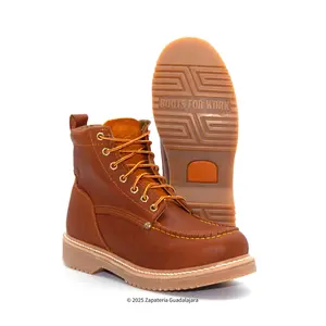 6" Soft Toe Grasso Tan Rubber Sole Leather Boot -2406