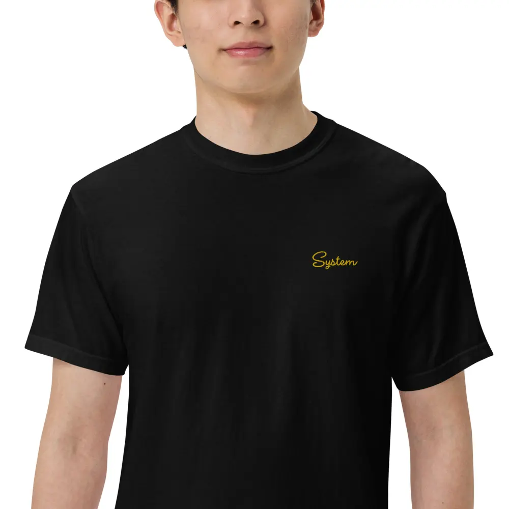 Geek Chic LEGO System Logo Embroidered T-Shirt - Unique Building Block Fashion for LEGO Enthusiasts!