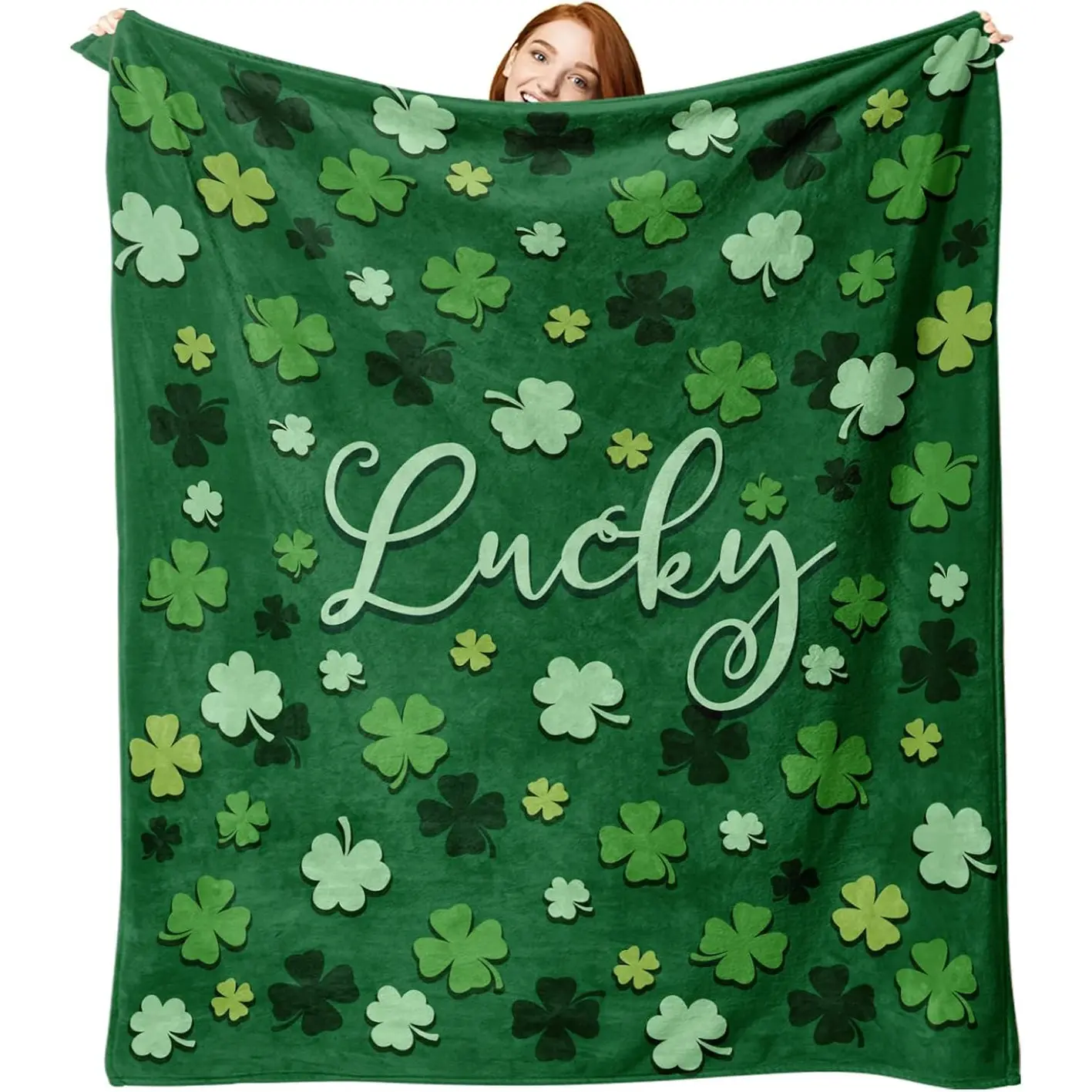 1pc St. Patrick's Day flannel blanket, lucky shamrock birthday gift, suitable for men and women, Irish Spring soft blanket, suitable for bedding and sofas.