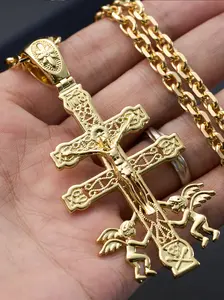 18k Copper Cross Pendant Necklace for Men and Women, Religious Jewelry, Protective Amulet, Holiday Gift, Unisex Fashion Accessory