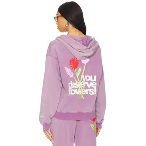 The Mayfair Group You Deserve Flowers Fitted Hoodie in Vintage Purple