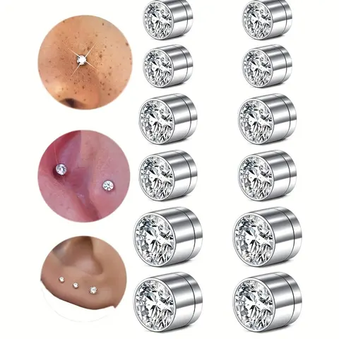Unisex Fake Nose Stud, Sparkling Rhinestone Design, Magnetic Style, Easy to Wear, Perfect for Cosplay and Daily Use, Faux Piercing Nose Jewelry