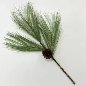 Long Needle Pine & Pinecone Spray Faux Winter Greenery Holiday Pick - 21"