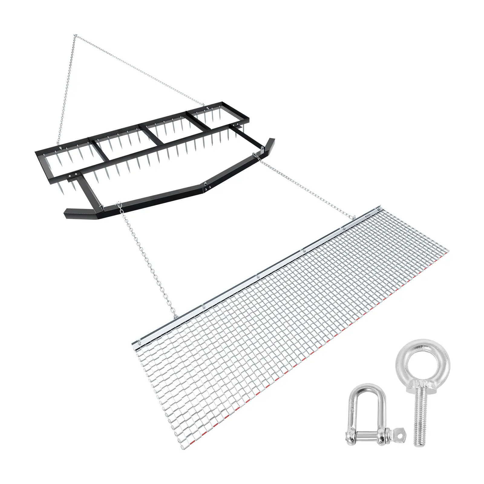 【SummerFinds】VEVOR 6 ft Tow-Behind Drag Harrow with Chains, Steel Lawn Leveling Rake, Adjustable Width, 80lbs Load Capacity, Heavy Duty, Easy Assembly, High-Efficiency Leveling, Long-Lasting Durability, for Farm Maintenance, Lawns, ATVs, Compact Tractors