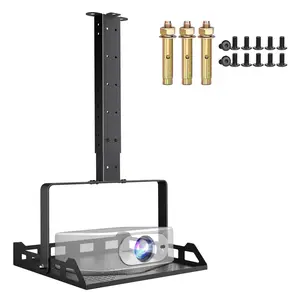 New Extending Projector Ceiling Mount with Tray,Universal 3-in-1 Projector Shelf for Ceiling and Wall,Support 45° Tilt Bracket for Home,Office,School,Holds up to 22lbs,Hidden Cable Routing,Black