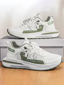 Men's Summer Breathable Mesh Dad Shoes, Thick Sole Anti-Slip Sports Casual Shoes, Youthful Energy Patchwork Trendy Shoes