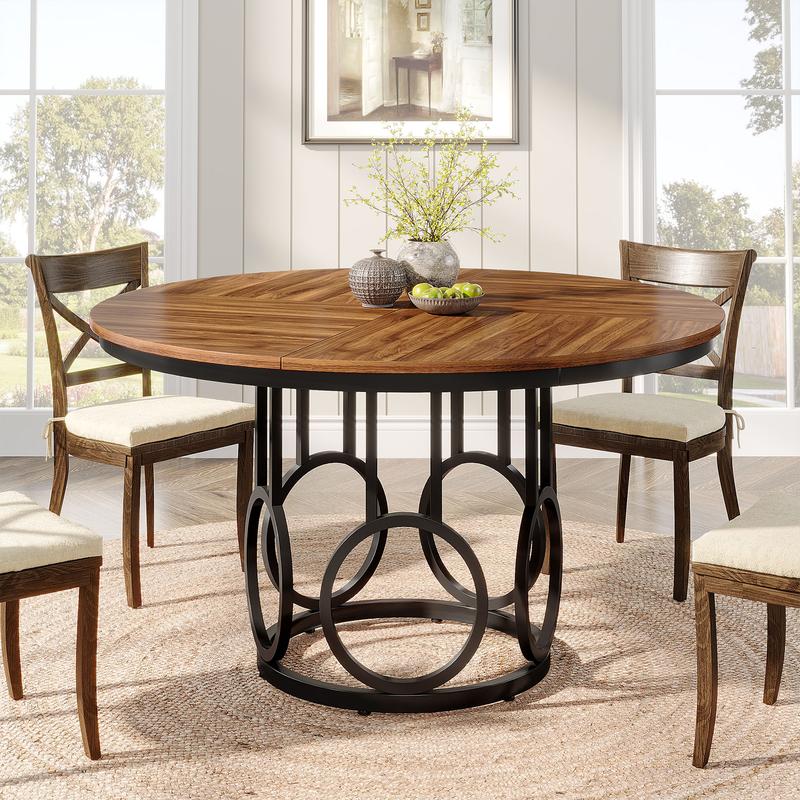 Tribesigns Round Dining Table for 4-6 People, 47-Inch Circle Kitchen ...