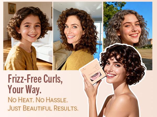 BONNET QUEEN Heatless Hair Curler Set (2Pcs), Heatless Curls Overnight with Satin Hair Rollers, All-in-One Curling Rod for Hair Curlers to Sleep In, Cream Pink(For Bouncy Curls)