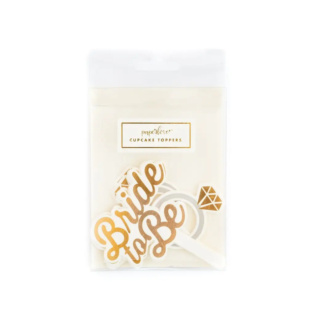 Bride to Be Cupcake Toppers - Gold for Engagement Parties, Bridal Showers & Bachelorette Events