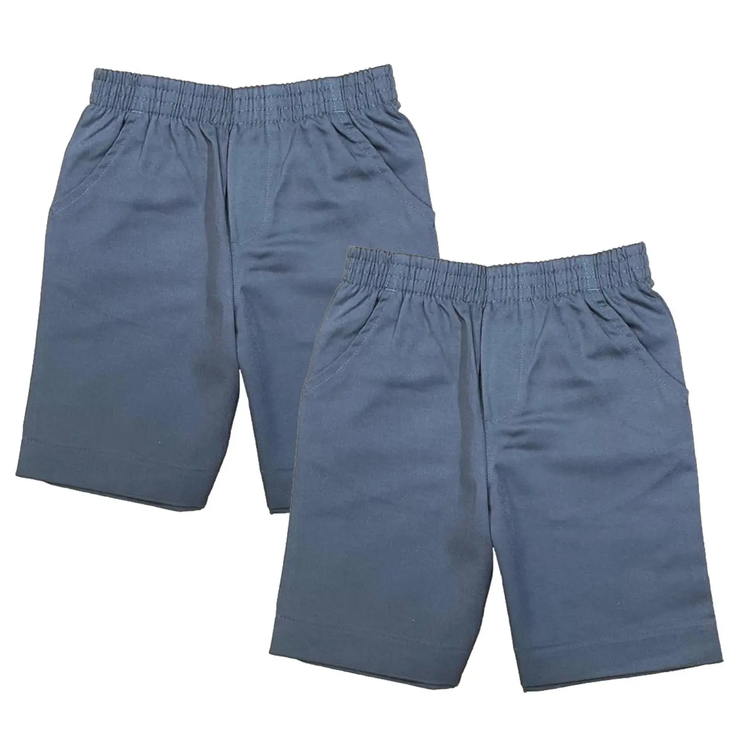School Uniform Pull-On Grey Shorts, Elastic Waist Twill Bottoms, Comfort Fit School Apparel SBU32 2 Pack