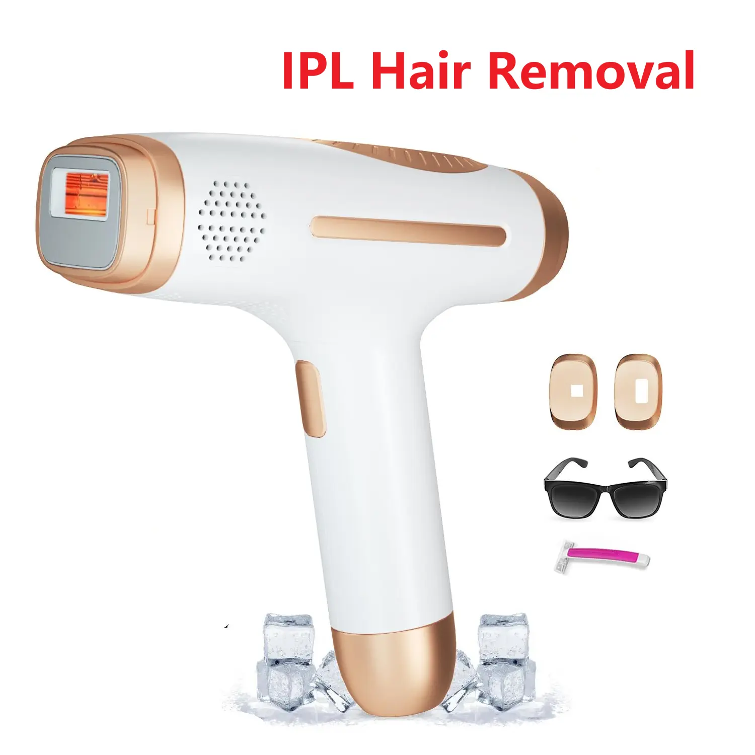 IPL Hair Removal Device with Ice Cooling, At-Home Laser Hair Removal for Women & Men, Skin Sensor, Auto & Manual Flash, 5 Energy Levels, Full Body Hair Reduction for Face, Legs, Bikini & Underarms