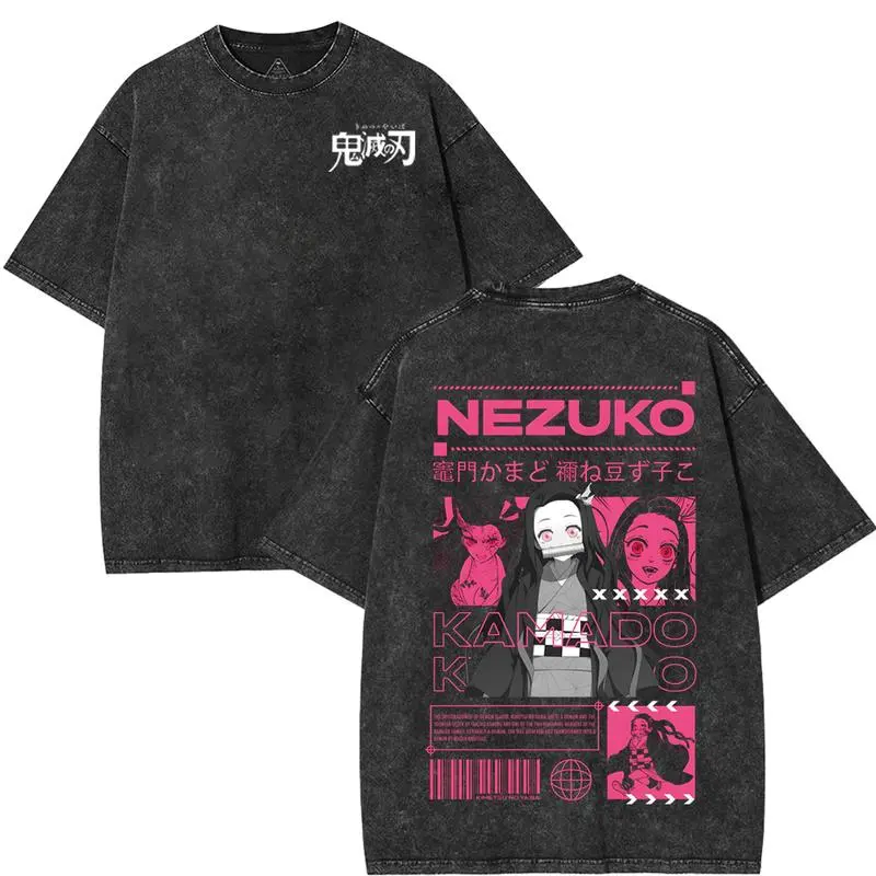 Comfort Colors Tee Acid Wash T-Shirt Anime Streetwear Kimetsu no Yaiba Merch Anime Gift subtle anime merch