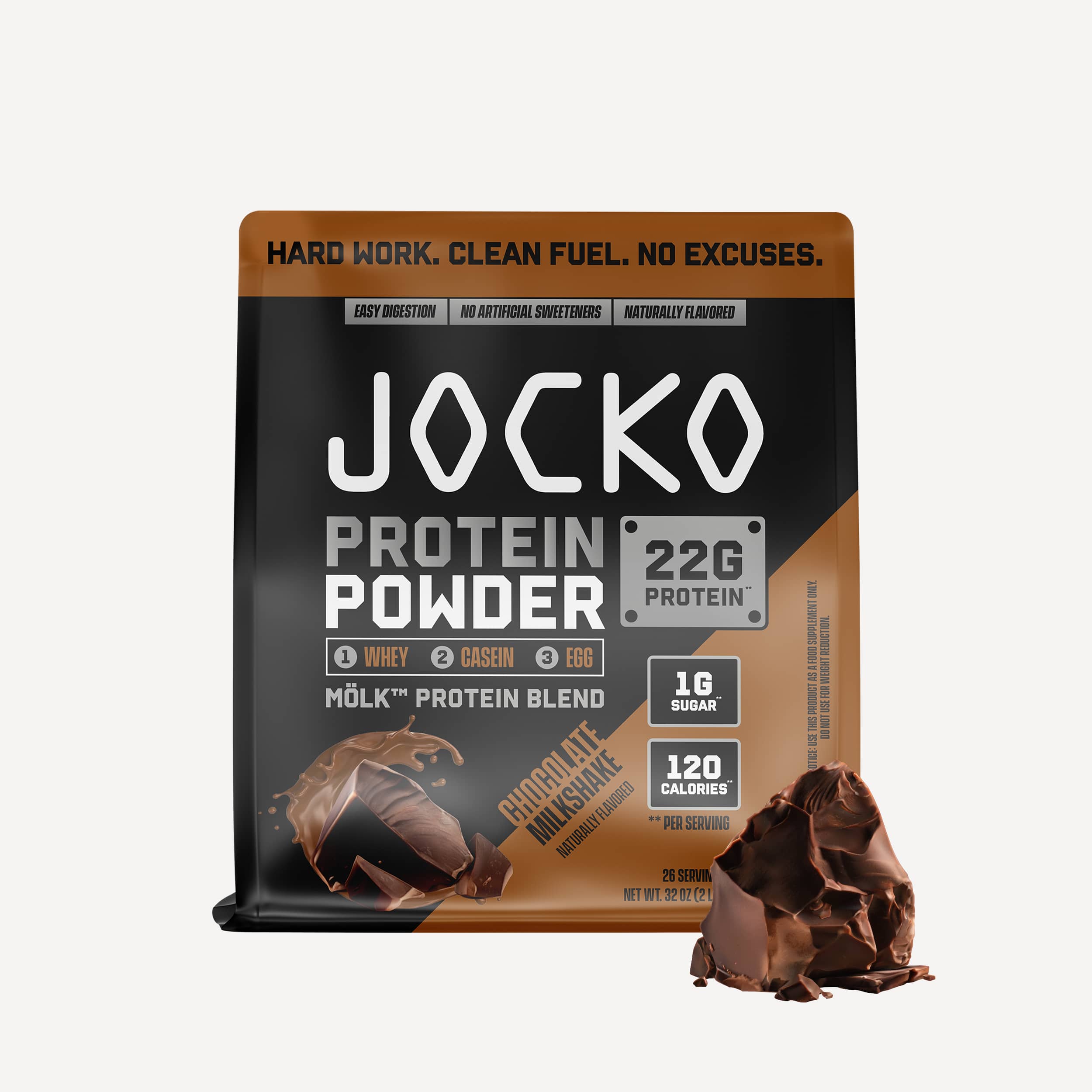 Jocko MÖLK Whey Protein Powder with Probiotics - 22g Protein, 1g Sugar, 120 Calories, Whey Casein Egg Blend for Muscle