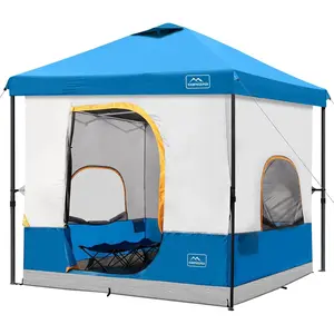 KAMPKEEPER 10x10 Pop Up Canopy w/ Camping Inner Tent, Fits 6 Person, Light Blue