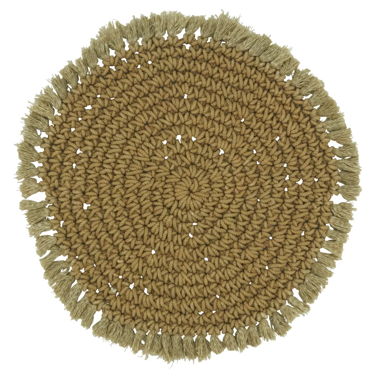 Saro Lifestyle 1282.BE15R 15 in. Round Macrame Placemats, Beige - Set of 4