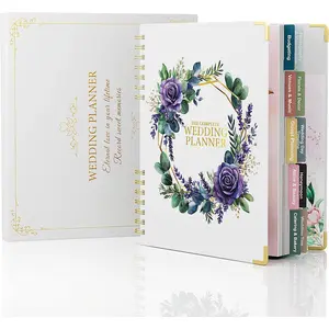 Wedding Planner Book and Organizer, 10 Sections Notebook Organizer for Bride, Engagement Gifts Binder Calendar with Colorful Stickers, Personalized Wedding Stuff, Flora Loop