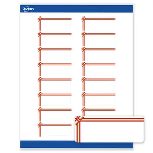 Avery Printable Address Labels with Sure Feed Technology, Rectangle, 1" x 2-5/8", Pre-Printed Red & Metallic Gold Gift Bow Design, Matte White, Laser & Inkjet Compatible, 160 Total