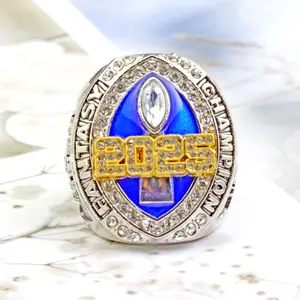 2025 Fantasy Football Championship Ring | Heavy FFL Champion Ring | Gold Silver Tone Plated Award Trophy for Fantasy Football League Winner