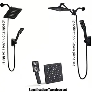 High-pressure rainfall showerhead and two-in-one handheld set, specifications 1 and 2 with a 57-inch extra-long hose, 3-way diverter, and adhesive showerhead mount; specification 3 two-piece set includes only handheld shower and fixed shower