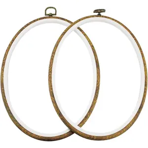 11'' Oval Embroidery Hoop for Cross Stitch, 2PCS Imitated Wood Pastic Hoops for Arts Hanging Decoration