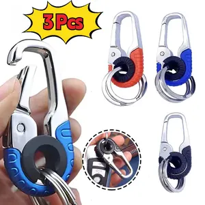 3pcs Heavy-Duty Stainless Steel Keychain Hooks - Double Ring Carabiners with Secure Locking Mechanism, Compatible with Keys/Cables/Luggage - Ideal for Outdoor Sports & Everyday Use, Multi-Color Options (Red/RedRed, /) - Durable Key Organizer Accesso