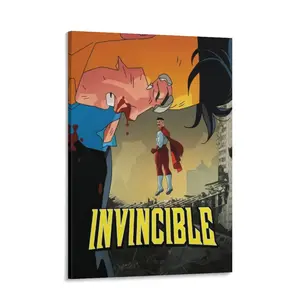 Invincible vs Omni-Man Canvas Print, Cool Anime Wall Art, Decor for Teen Boys Room, Bedroom, Living Room, Dorm, Game Room, Ideal Gift for Invincible Fans