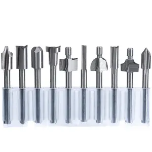 10Pcs HSS Router Bits Set Carbide Engraving Bit with 1/8" Shank for Woodworking Carving Drilling Tools Accessories