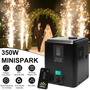 350W Mini Cold Spark Machine Set, Portable Sparkler FX Machine with Auto Safety Protection, 6-10ft Spark Effects for Wedding, Stage Events (No DMX, No Powder Included)