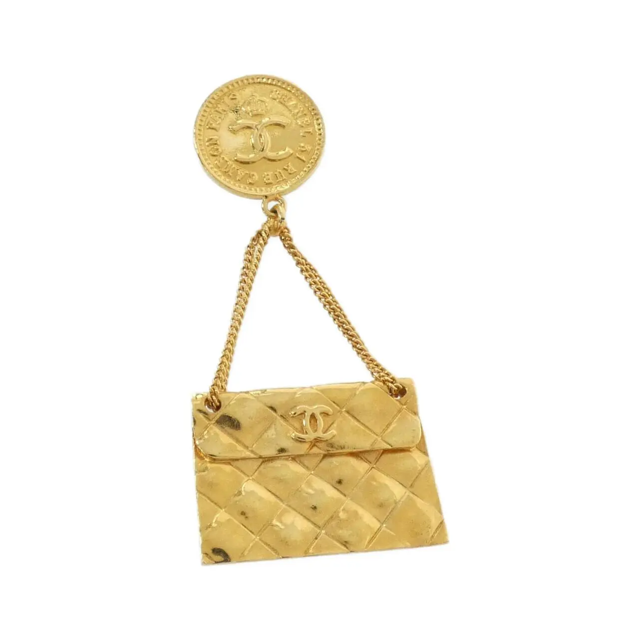 Pre-owned CHANEL Brass Small Leather Goods Vintage Brooch