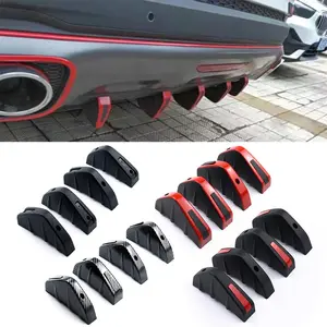 4pcs Universal Triangle Rear Spoiler Carbon Fibre Texture Chassis Spoiler ABS Rear Lip Small Bumper Rear Spoiler Decoration Car Accessories