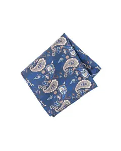 Navy Paisley Pocket Square