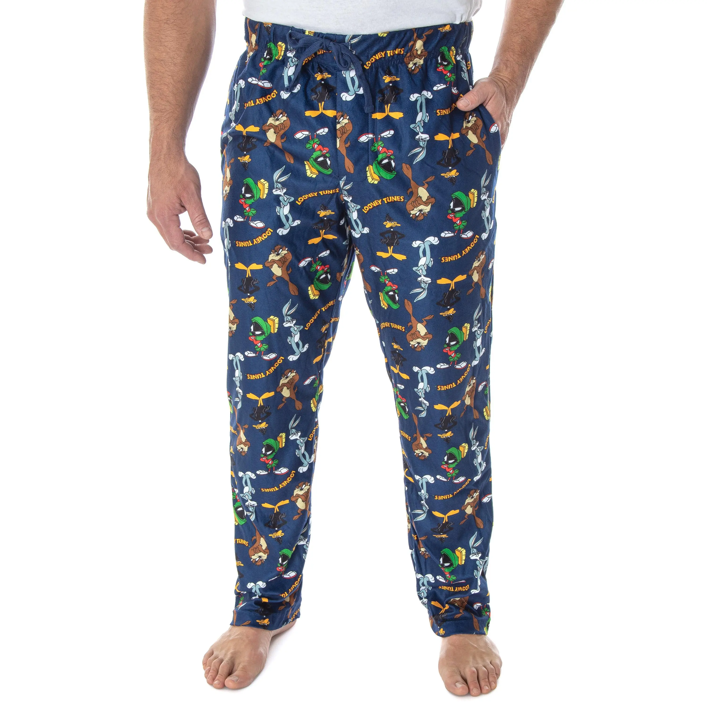 Looney Tunes Men's Daffy Duck Bugs Bunny Taz Marvin Martian Allover Toss Print Lounge Sleep Pajama Pants