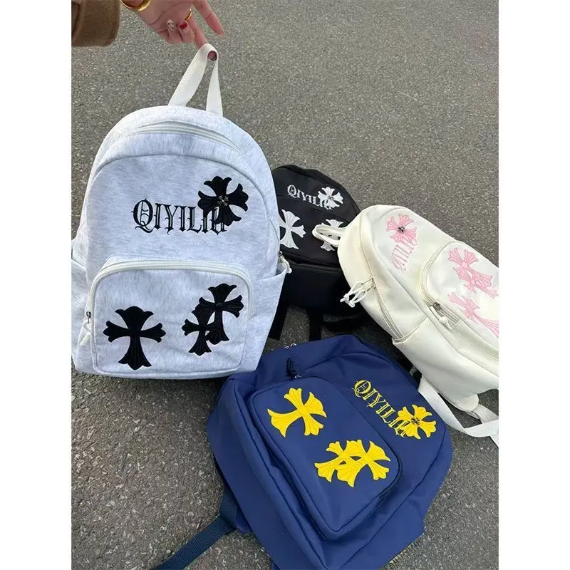 Men's Gothic Cross Embroidery Fashion Backpack - Lightweight, Large-Capacity, Multi-Color Casual Daypack for Middle-High School Students, Daily Travel