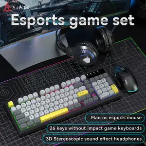 AJAZZ AT120 Gaming Trio Set - 97-Keys Keyboard, Wired Mouse, Headset for Gaming with RGB Lights, Gamer Stuff, Computer Accessories