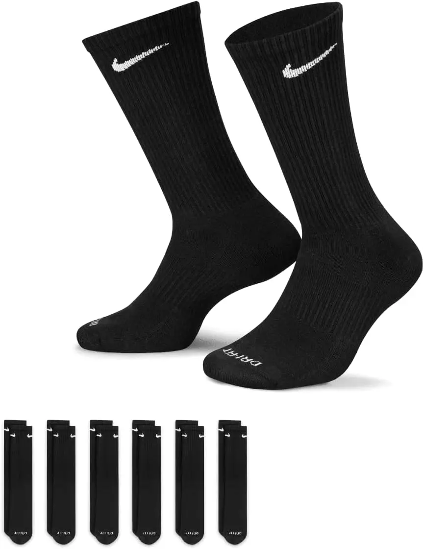 Nike Unisex Adult Everyday Max Cushioned Training Crew Socks (6 Pairs) SX6897 010