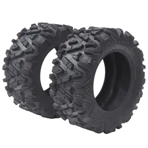 26x11-14 6PR ATV UTV Tires All Terrain TL Trail Sand Mud Off-Road Tires AT26x11-14 6-Ply PR Tubeless, Set of 2, Black