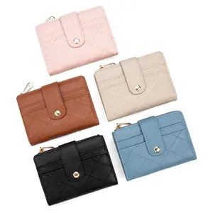 Compact Card Holder Wallet for Women – Small Zipper Wallet with ID Window & Multiple Card Slots