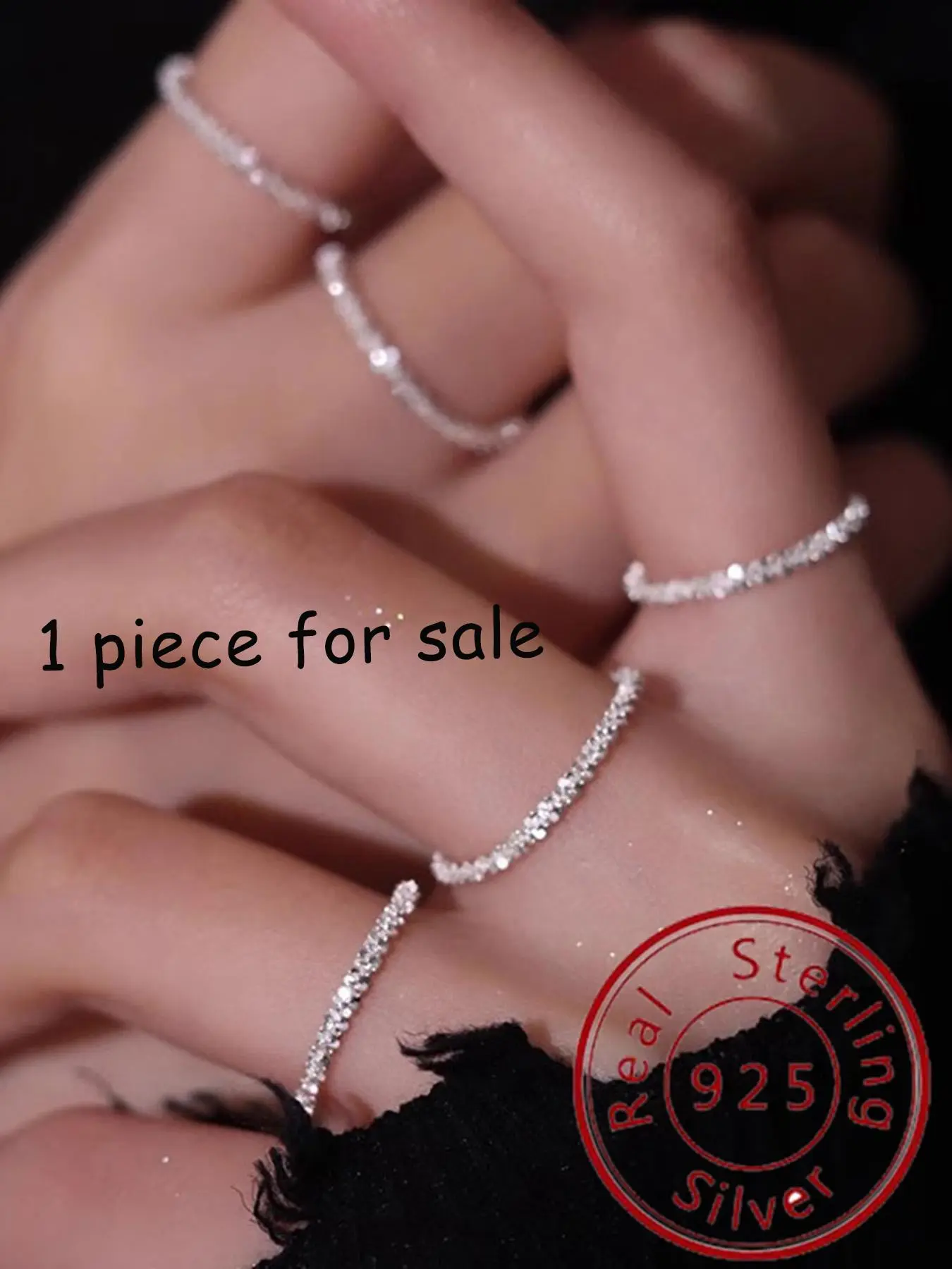 925 Sterling Silver Glitter Ring, Real Rings, Fashion Stackable Rings, Simple Design Ring for Women & Men, Fashion Jewelry Accessories for Party, Daily Clothing Decor, Trendy All-match & Exquisite Jewelry for Birthday Gift