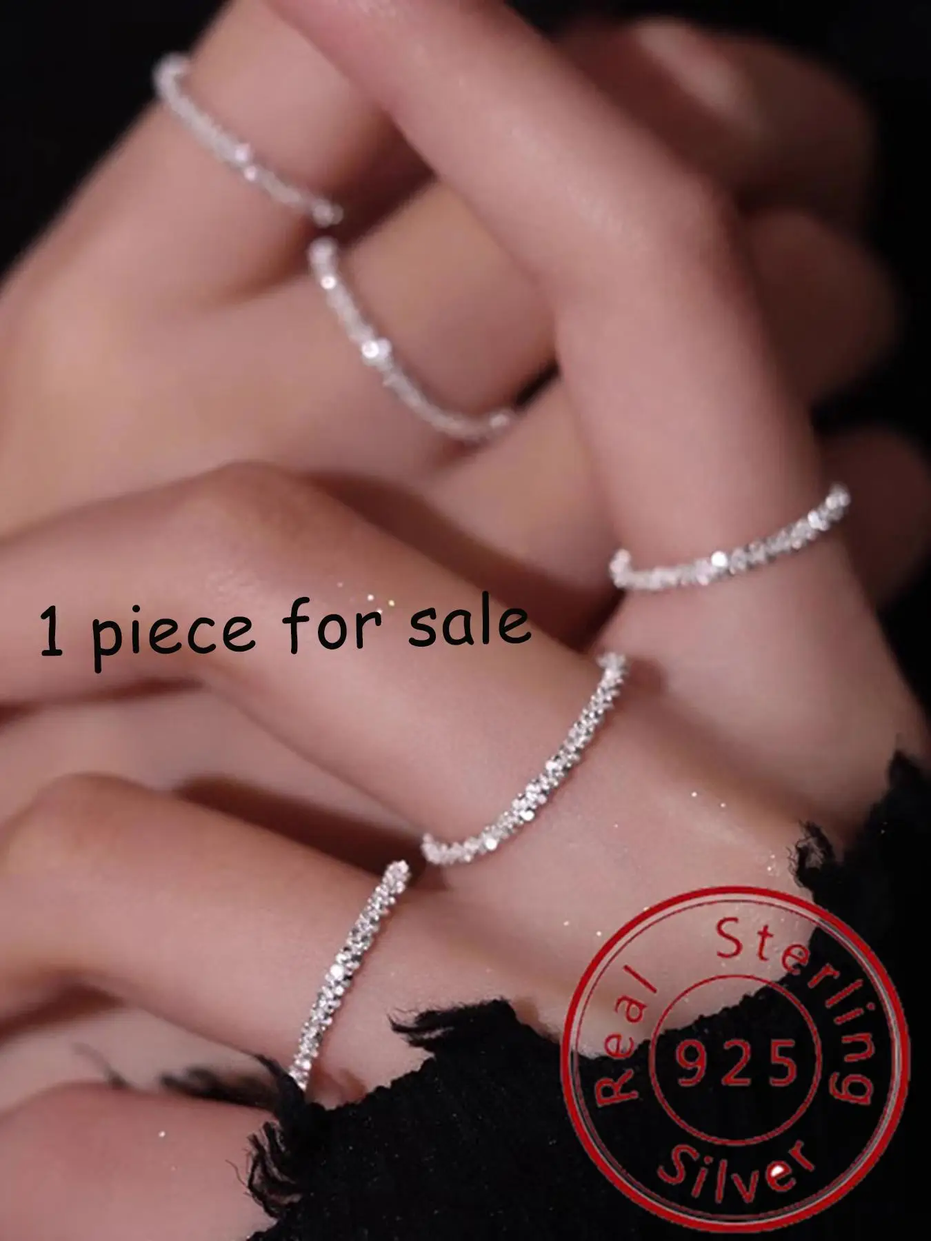 925 Sterling Silver Glitter Ring, Simple Design Ring for Women & Men, Fashion Jewelry Accessories for Party, Daily Clothing Decor, Trendy All-match &