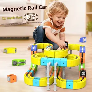 Magnetic Anti-Gravity 3D Track Car Set – DIY Magnetic Train & Track Building Blocks, STEM Toy for Kids Ages 3-8 (62/105/167 PCS)