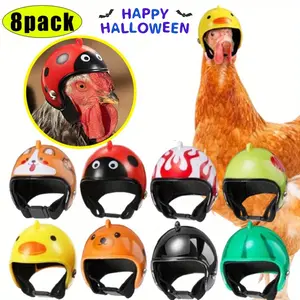 8Pcs/Set Hens Helmet,Chicken Pet Safety Helmet,Funny Bird Hens Hat Headwear,Small Pet Hard Hat Costumes Accessories for Chicken Bird Parrot Parakeet,Christmas Party Gifts,Hand Tools Kits