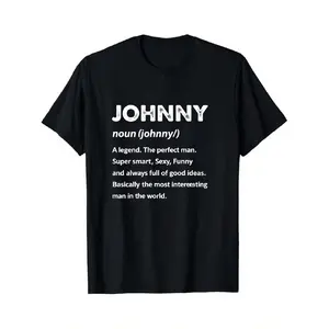 Mens Black JOHNNY Definition Graphic Tee Short Sleeve Crew Neck Cotton T Shirt Casual Daily Wear Street Style 1pc, S-XXXL, Stretch, Lightweight Lounge Apparel, Spring, Round Neck, Sports, Comfortable, 180gsm Heavyweight Cotton Tee, Unisex Fit, Casual