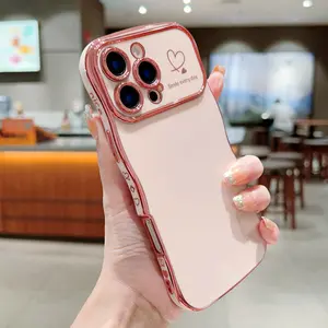 Cute Wave Border Curly Hair Phone Case Cover, Luxury Heart Design, Shockproof Camera Protection for Women and Girls, Multi-Color Options, Fits iPhone 11 12 13 14 15 16 17Pro Max
