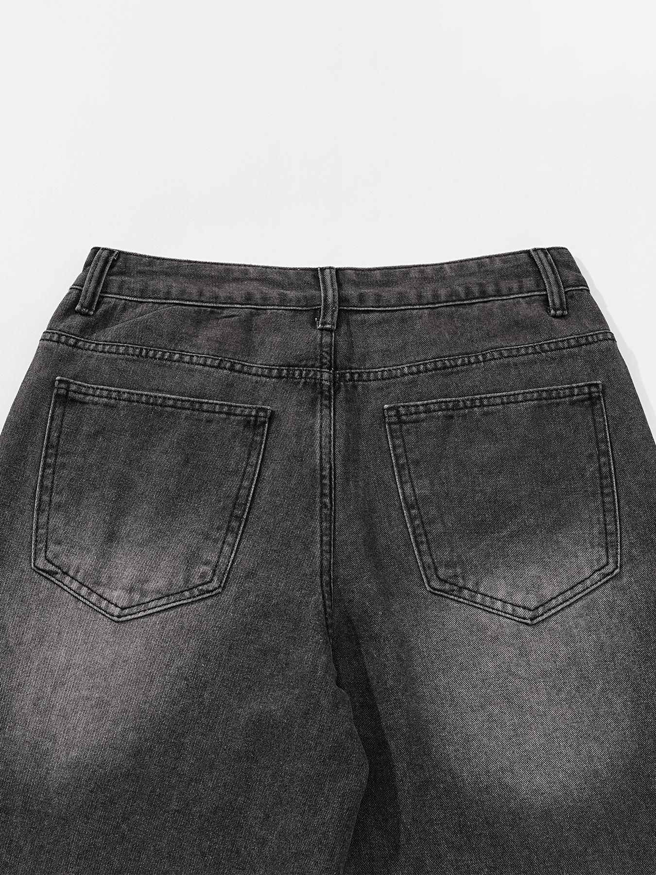 mens jorts，Rhinestone-Embellished Denim Shorts, Low-Rise Frayed Denim Shorts, Loose-Fit Jeans, Distressed Slim-Fit Straight-Leg Jeans